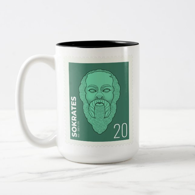 Socrates Stamp - Two-Tone Coffee Mug (Left)