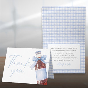 Soda Bottle Blue Baby Shower Folded Thank You Card