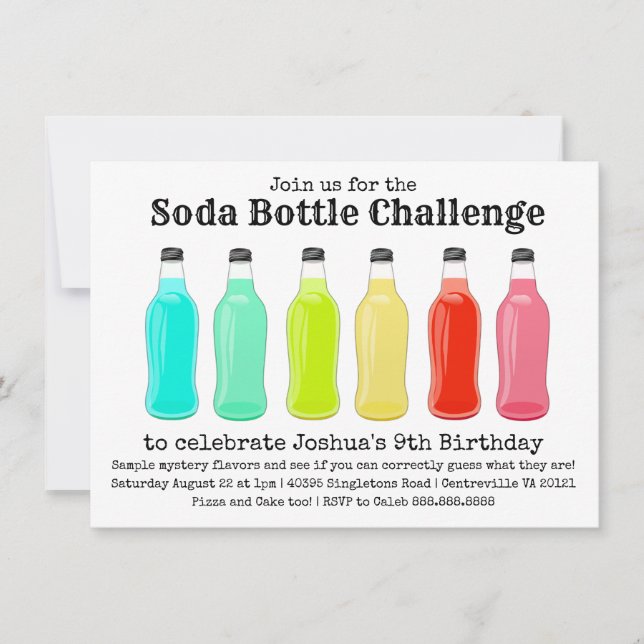 Soda Bottle Challenge Birthday Party Invitation (Front)