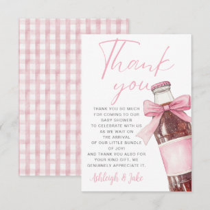 Soda Bottle Pink Bow Baby Shower Thank You Card