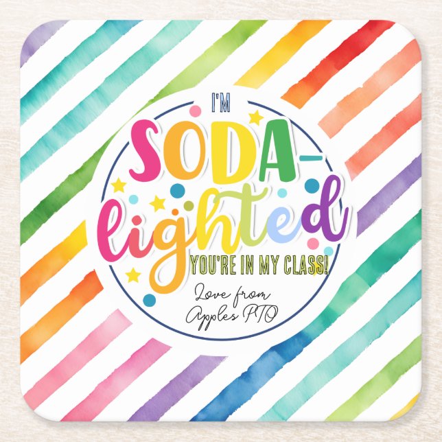 soda- lightful appreciation square sticker paper coaster (Front)