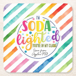 soda- lightful appreciation square sticker square paper coaster