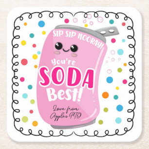 soda- lightful appreciation square sticker square paper coaster