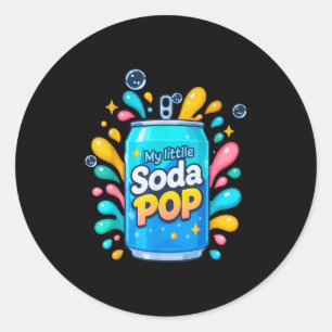 Soda P Cartoon Splash Cute Retro Beverage Joke  Classic Round Sticker
