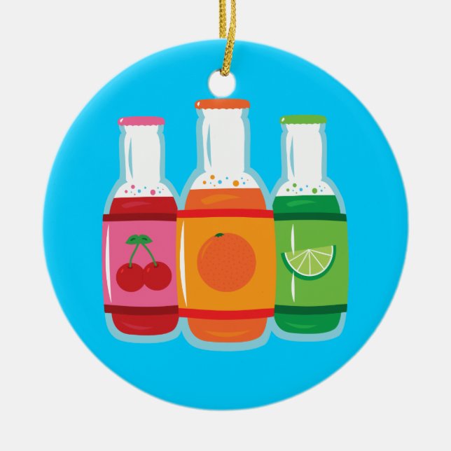 Soda Pop Bottles Ceramic Tree Decoration (Front)