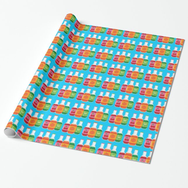 Soda Pop Bottles Wrapping Paper (Unrolled)