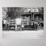 Soda Pop Delivery Truck, early 1920s Poster<br><div class="desc">Early 1920s photo of soda pop delivery and antique advertising truck,  between 1921 and 1922. Nice view with signs and little kids.</div>