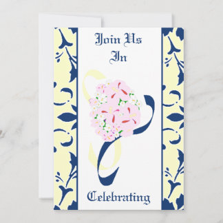 Sodalite Blue, Lemon, Damask Wedding invitation