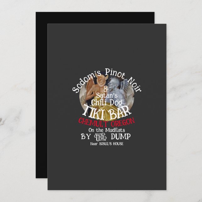 Sodom's Pinot Noir & Satan's Chilli Dog Tiki Bar Invitation (Front/Back)