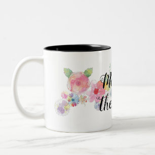 Sof Pink Watercolor Floral Mother of the Bride Two-Tone Coffee Mug