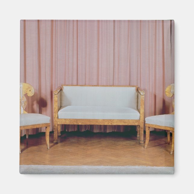 Sofa and two chairs, Karelian birch, 1810-20 Magnet (Front)