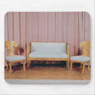 Sofa and two chairs, Karelian birch, 1810-20 Mouse Pad
