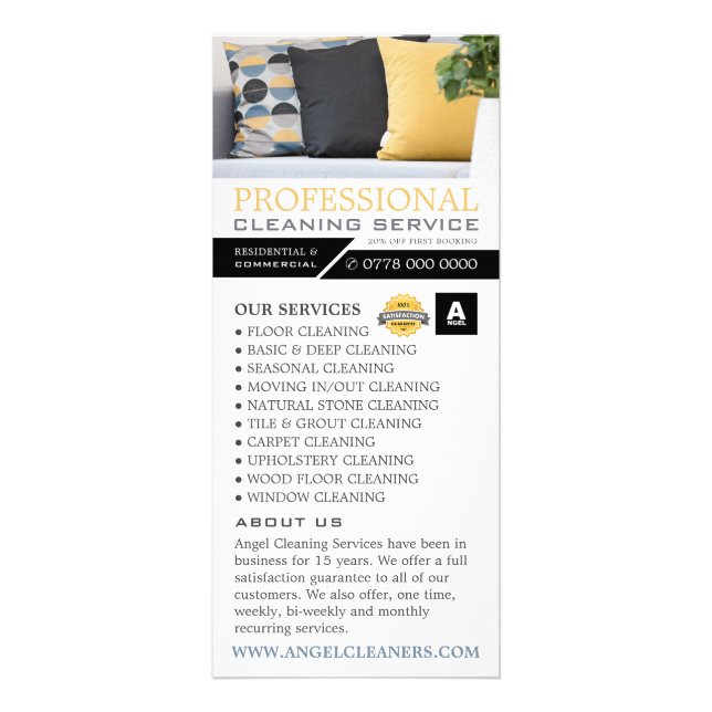 Sofa Cushions, Cleaning Service Price List Rack Card (Front)