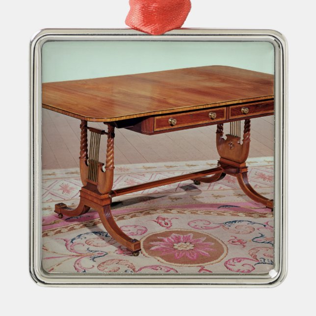 Sofa table with harp legs by Thomas Metal Ornament (Front)