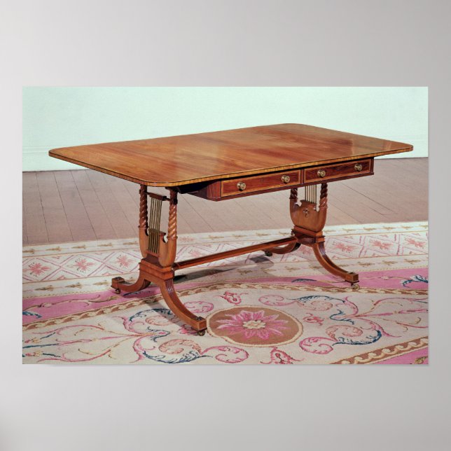 Sofa table with harp legs by Thomas Poster (Front)