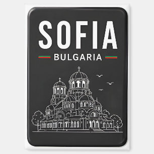 🧲 Sofia Bulgaria Cathedral Line Art Souvenir ⚫ Magnet