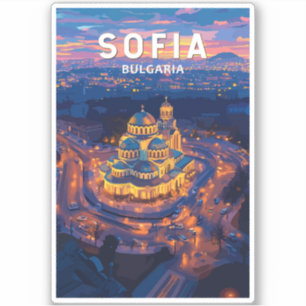 Sofia Bulgaria Illustration Travel Art Vintage