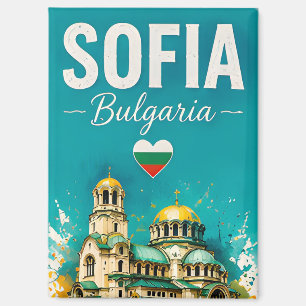🧲 Sofia Bulgaria Modern Travel Memory Design 💚 Magnet
