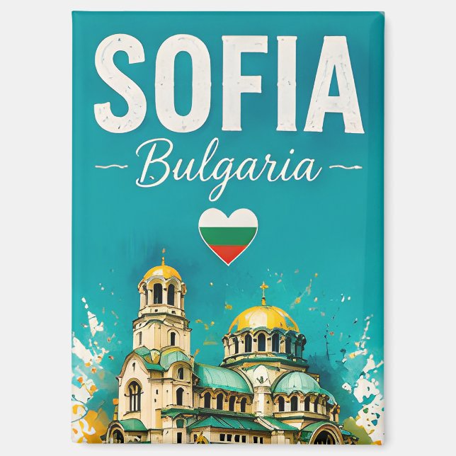 🧲 Sofia Bulgaria Modern Travel Memory Design 💚 Magnet (Front)