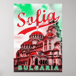 Sofia, Bulgaria, vintage poster