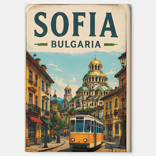 🧲 Sofia Bulgaria Vintage Tram Travel Keepsake 🚋 Magnet
