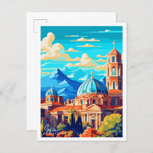 Sofia Bulgaria vintage travel illustration Postcard