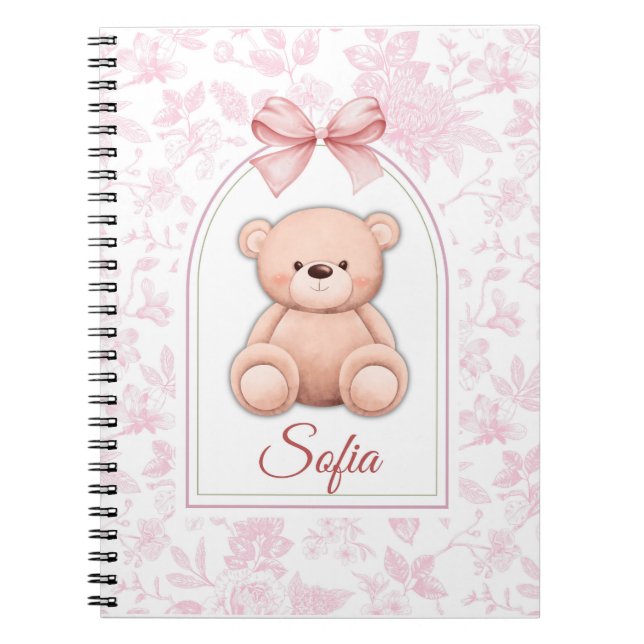 Sofia | Custom Pink Teddy Bear Nursery Design  Notebook (Front)