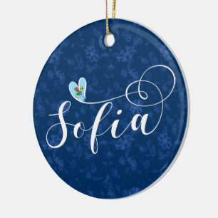 Sofia Flag in Heart, Bulgaria Ceramic Ornament