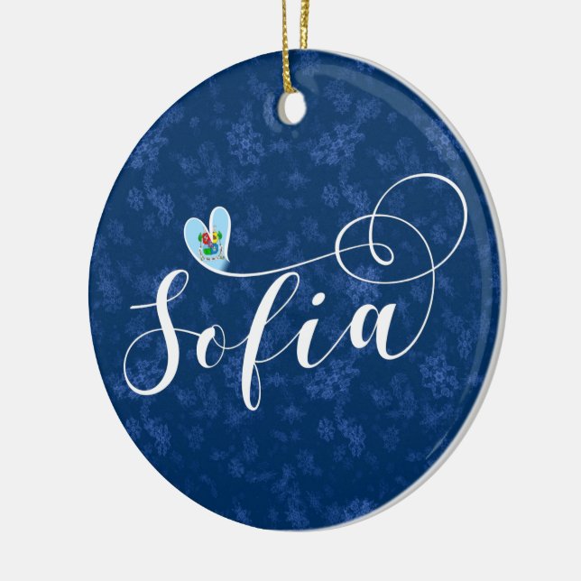 Sofia Flag in Heart, Bulgaria Ceramic Ornament (Left)