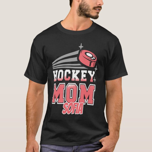 Sofia Hockey Mom With Puck Womens T-Shirt (Front)