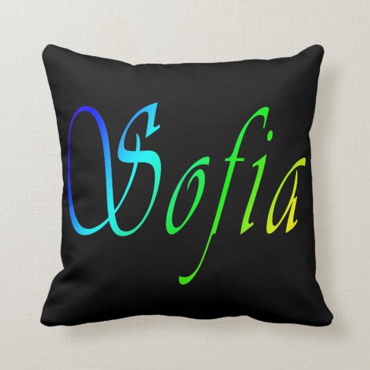 Sofia, Name, Logo, Black Throw Cushion