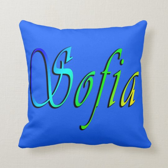 Sofia, Name, Logo, Blue Throw Cushion
