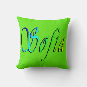 Sofia, Name, Logo, Green Throw Cushion