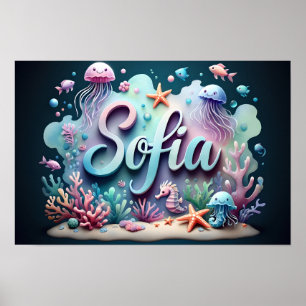 Sofia Ocean Nursery Underwater Sea Animals Poster