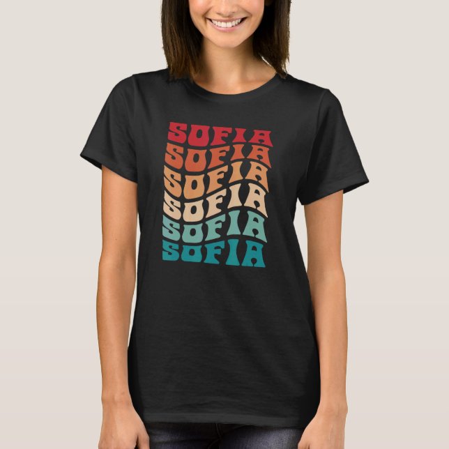 Sofia Tie Dye Groovy Hippie 60s 70s Name Sofia T-Shirt (Front)