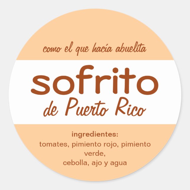 Sofrito Puerto Rico Classic Round Sticker (Front)