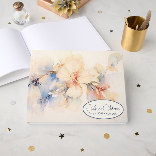 Soft Abstract Dogwood Flowers Guest Book (Front Open)