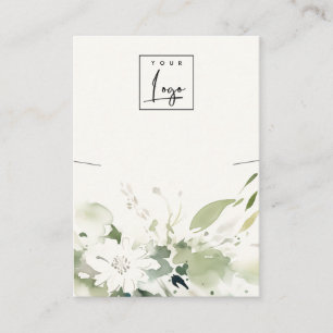 Soft Abstract Green Floral Necklace Logo Display Business Card