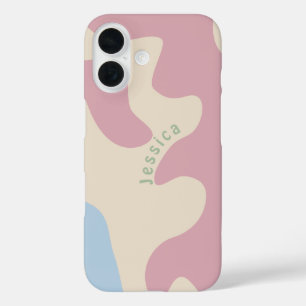 Soft Abstract Organic Shaped Personalised Name iPhone 16 Case