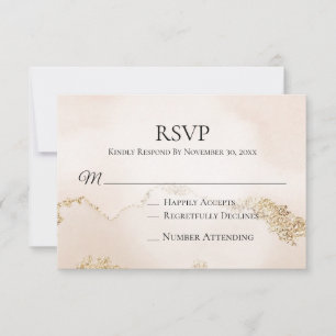 *~* Soft Abstract Peach Pink Blush Wedding Insert RSVP Card