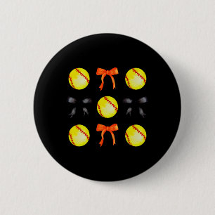 Soft And Bows For Women Girl Softball Player Orang 6 Cm Round Badge