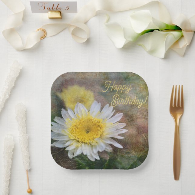 Soft and Dreamy Daisy Birthday Paper Plate (Wedding)