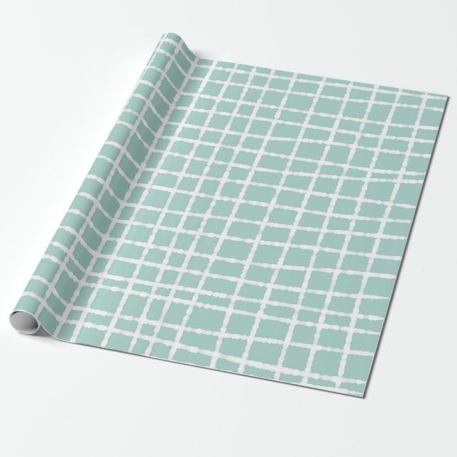 Soft and Elegant Pastel Blue Check Pattern  Wrapping Paper (Unrolled)