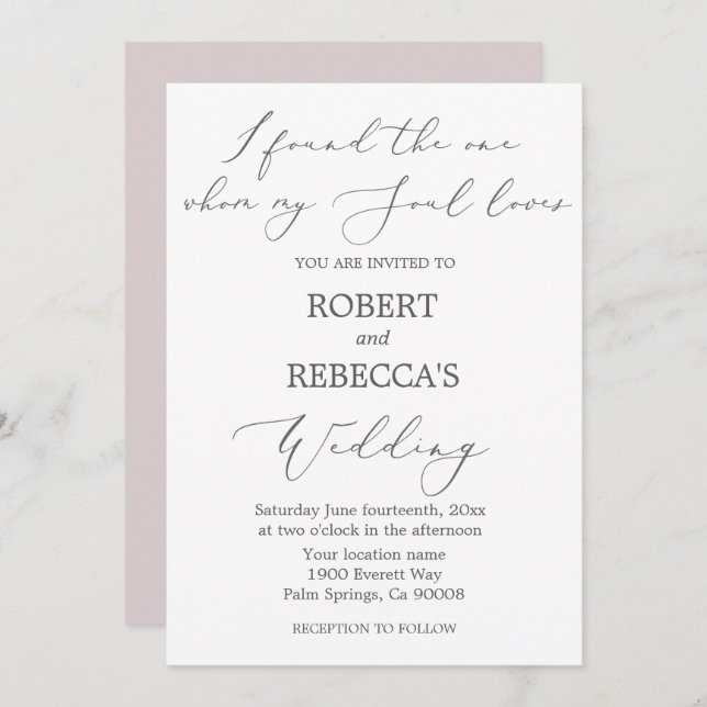Soft and Elegant  Wedding Invitation (Front/Back)