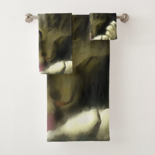 Soft And Gentle Fur And Purr Of A Grey Cat Bath Towel Set