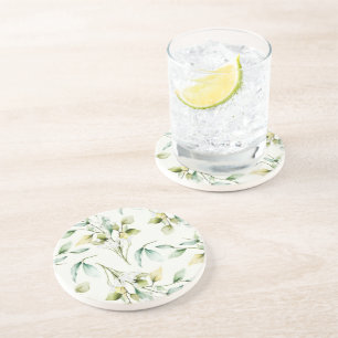 Soft and Pretty Botanical Design Sandstone Coaster