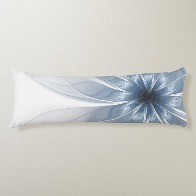 Soft and tenderness blue fractal fantasy flower body cushion (Front)