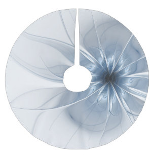 Soft and tenderness blue fractal fantasy flower brushed polyester tree skirt