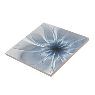 Soft and tenderness blue fractal fantasy flower cu ceramic tile