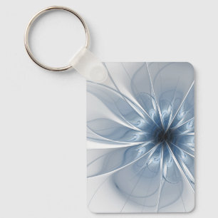 Soft and tenderness blue fractal fantasy flower cu key ring